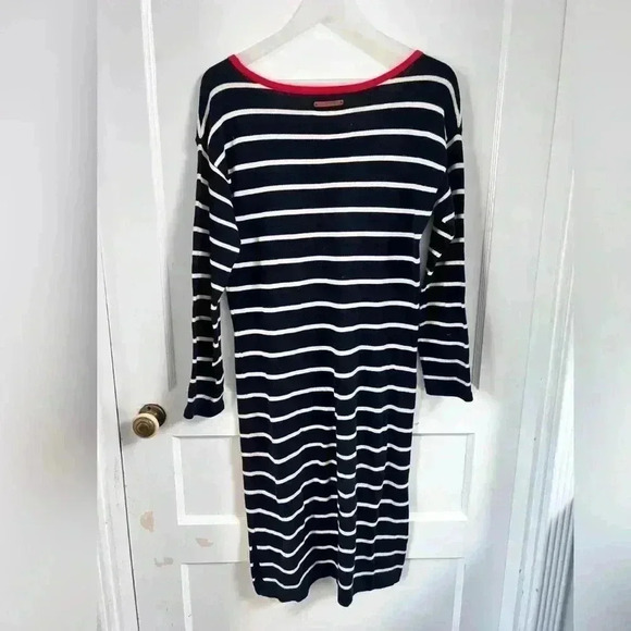 Birds of PARADIS By TROVATA Black Striped Dress Size M - Picture 1 of 4